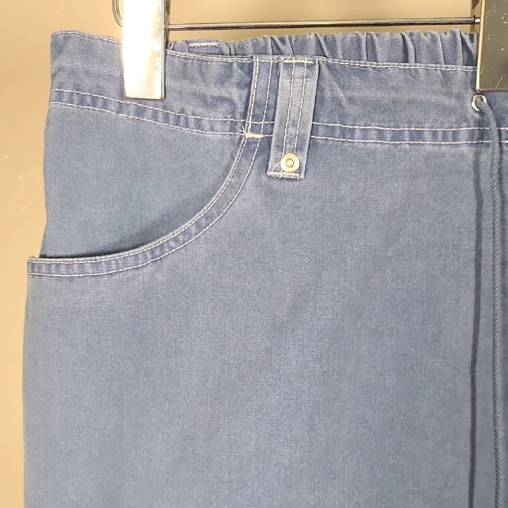 Shaver Lake Women's Light Blue Cropped Jeans Elastic Waist 100% Cotton 24W - Picture 5 of 10